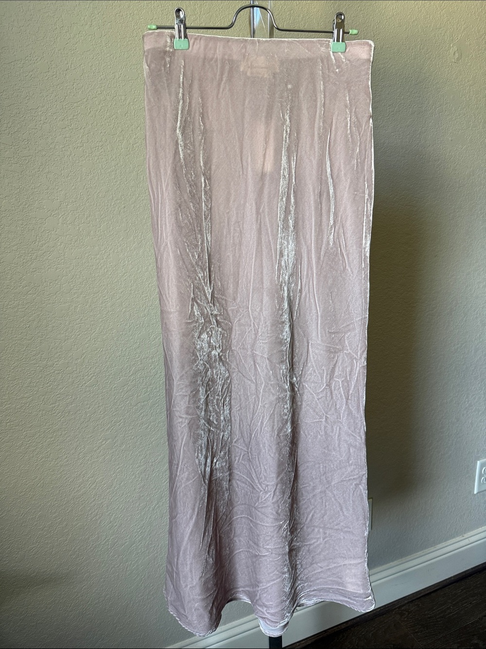 Anthropologie Blush Pink Velvet Maxi Skirt